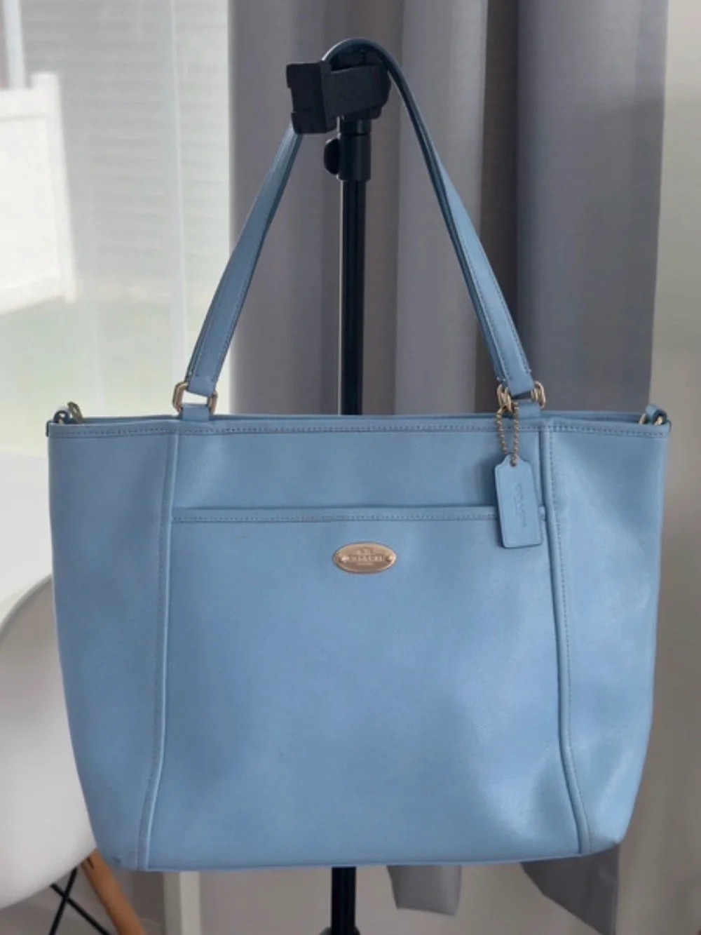 Coach Sky Blue Leather Tote with Gold Hardware (Project Bag)